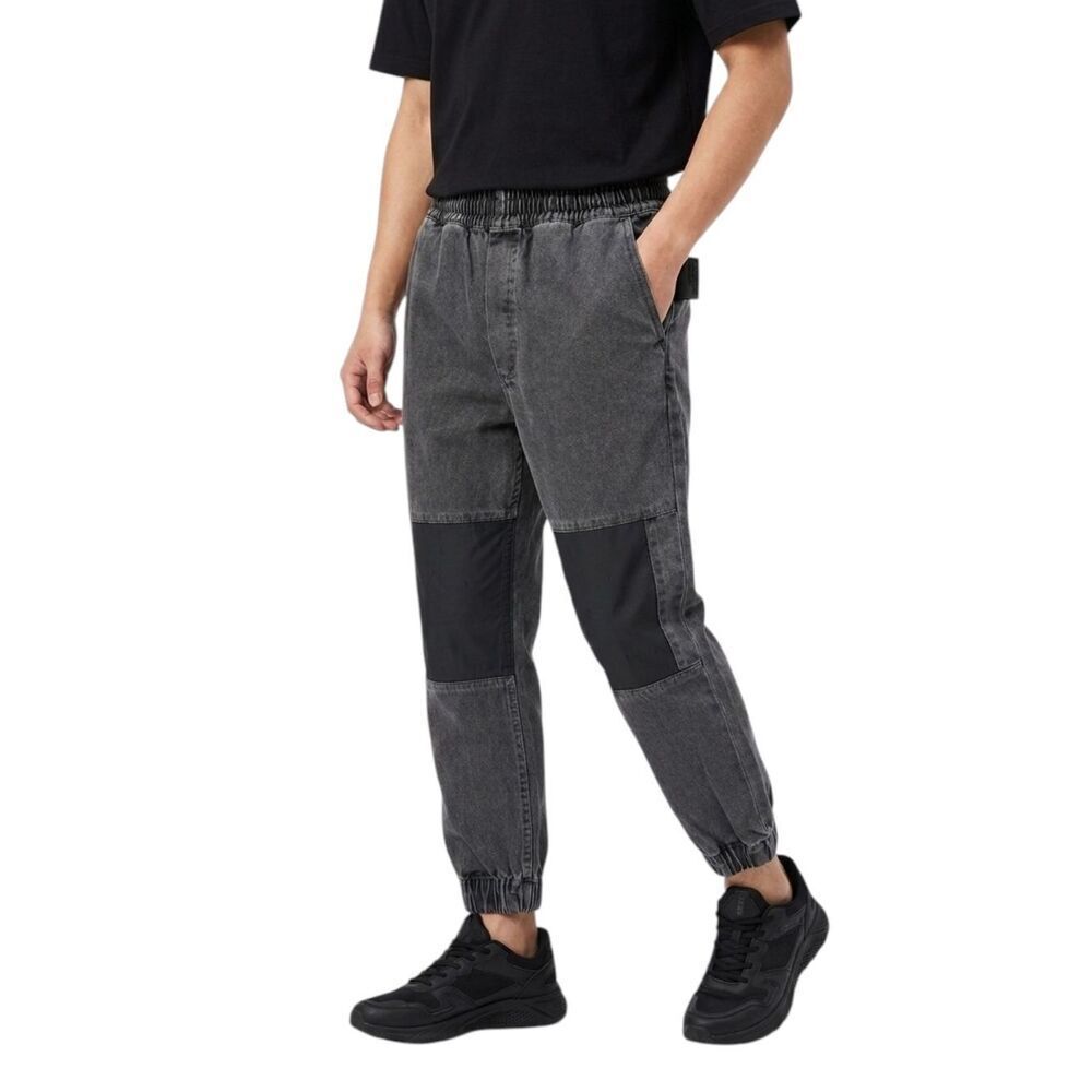 IZZUE UNIFORM Faded Grey Techwear Joggers Knee Patch Cropped M